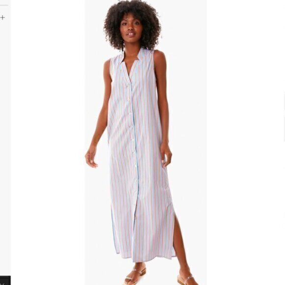 Tuckernuck Pomander Place  Maxi Dress womens M Blue Striped Lara Summer Dress - Picture 1 of 11